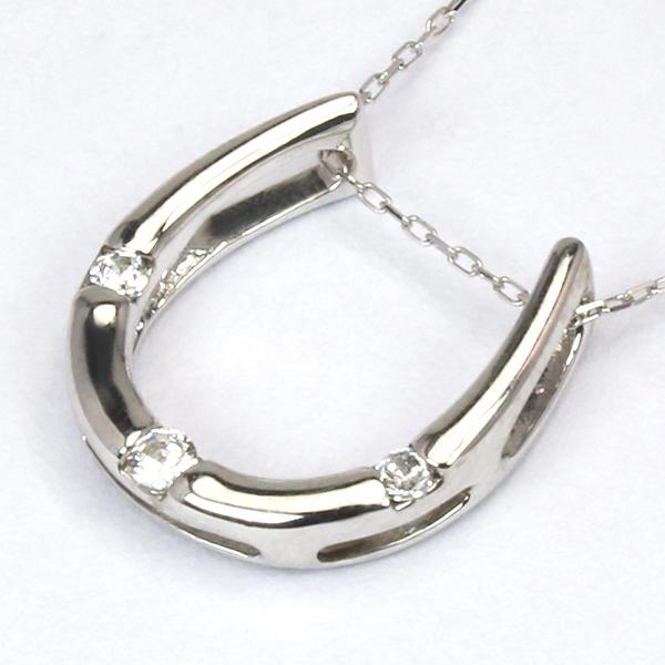 ホースシュー 馬蹄 ダイヤモンド ネックレス 馬蹄ネックレス ダイヤ ペンダント k18 18k 18金 ホワイトゴールド レディース 送料無料 カジュアル puの画像