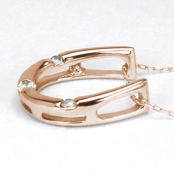 ホースシュー 馬蹄 ダイヤモンド ネックレス 馬蹄ネックレス ダイヤ ペンダント k18 18k 18金 ピンクゴールド レディース 送料無料 カジュアル プレゼント puの画像