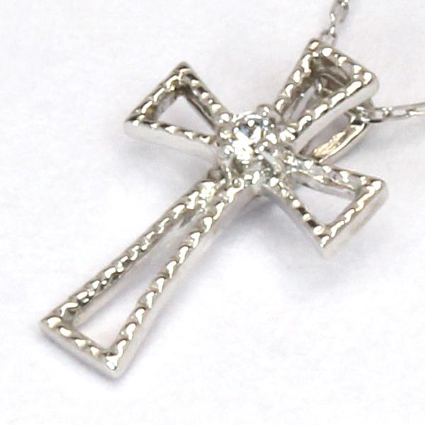 クロス 十字架 ダイヤモンド ネックレス クロスネックレス ダイヤ ペンダント 18金 k18 18k ホワイトゴールド レディース 送料無料 カジュアル プレゼント puの画像