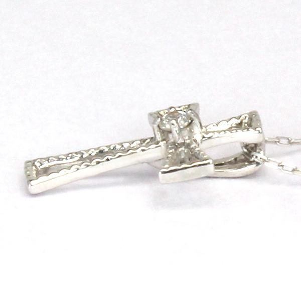 クロス 十字架 ダイヤモンド ネックレス クロスネックレス ダイヤ ペンダント 18金 k18 18k ホワイトゴールド レディース 送料無料 カジュアル プレゼント puの画像