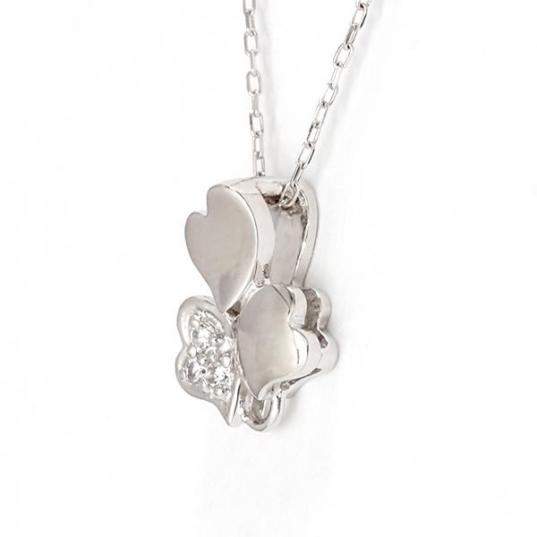 ハート ネックレス ダイヤモンドネックレス ダイヤ 0.02ct ダイヤモンド 18金 k18 18k ホワイトゴールド ペンダントトップ レディース 送料無料 カジュアル puの画像
