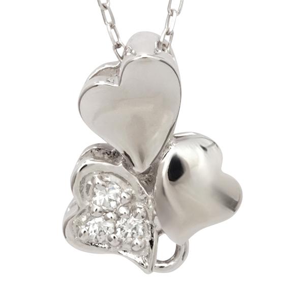 ハート ネックレス ダイヤモンドネックレス ダイヤ 0.02ct ダイヤモンド 10金 k10 10k ホワイトゴールド ペンダントトップ レディース 送料無料 カジュアル puの画像