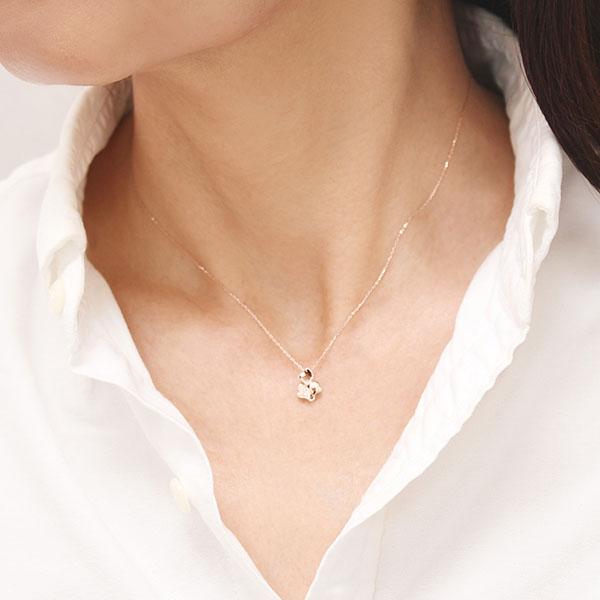 ハート ネックレス ダイヤモンドネックレス ダイヤ 0.02ct ダイヤモンド 18金 k18 18k ピンクゴールド ペンダントトップ レディース 送料無料 カジュアル puの画像