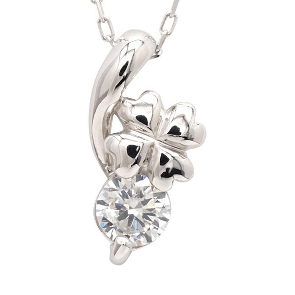 クローバー ダイヤモンド ネックレス クローバーネックレス ダイヤモンドネックレス ダイヤ 0.10ct プラチナ 四葉のクローバー レディース 送料無料 pu