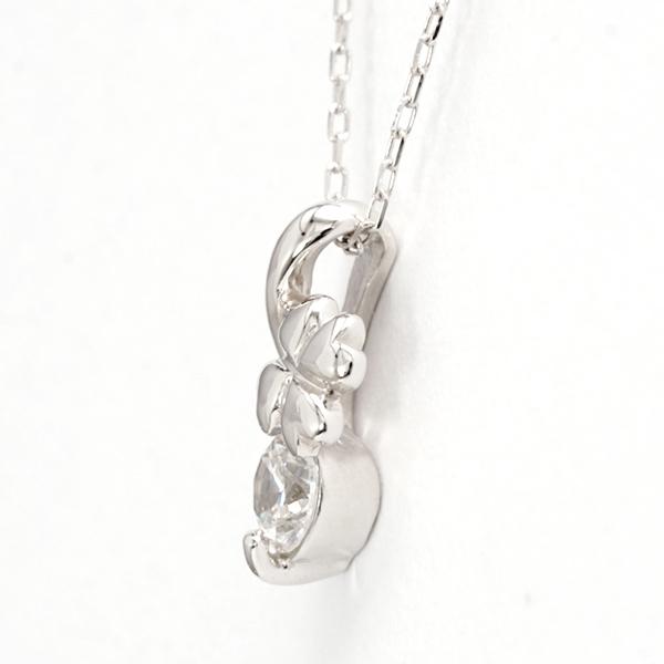 クローバー ダイヤモンド ネックレス クローバーネックレス ダイヤモンドネックレス ダイヤ 0.10ct k18 18金 18k ホワイトゴールド 四葉のクローバー puの画像