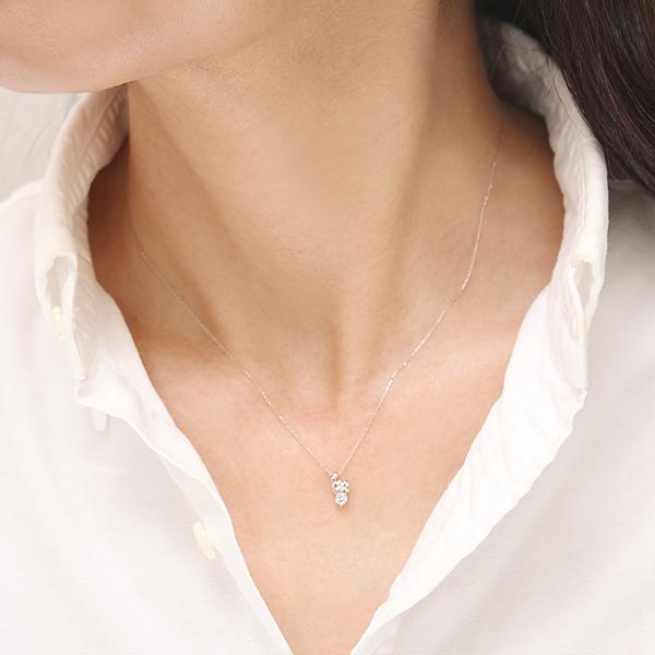 クローバー ダイヤモンド ネックレス クローバーネックレス ダイヤモンドネックレス ダイヤ 0.10ct k18 18金 18k ホワイトゴールド 四葉のクローバー puの画像