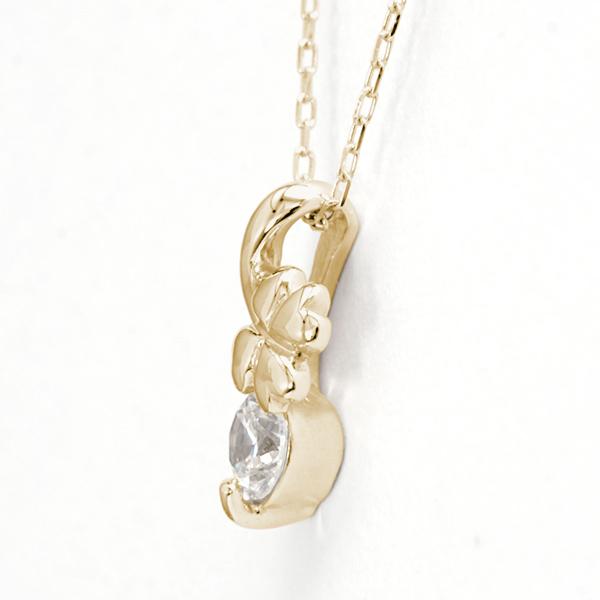 クローバー ダイヤモンド ネックレス クローバーネックレス ダイヤモンドネックレス ダイヤ 0.10ct k18 18金 18k イエローゴールド 四葉のクローバー puの画像