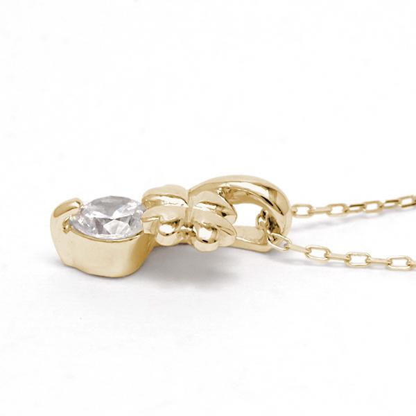 クローバー ダイヤモンド ネックレス クローバーネックレス ダイヤモンドネックレス ダイヤ 0.10ct k18 18金 18k イエローゴールド 四葉のクローバー puの画像
