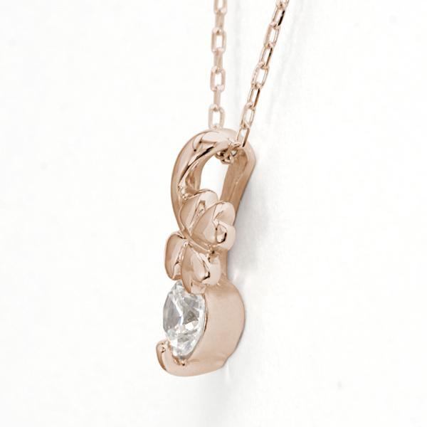 クローバー ダイヤモンド ネックレス クローバーネックレス ダイヤモンドネックレス 0.10ct k18 18金 18k ピンクゴールド 四葉のクローバー レディース puの画像