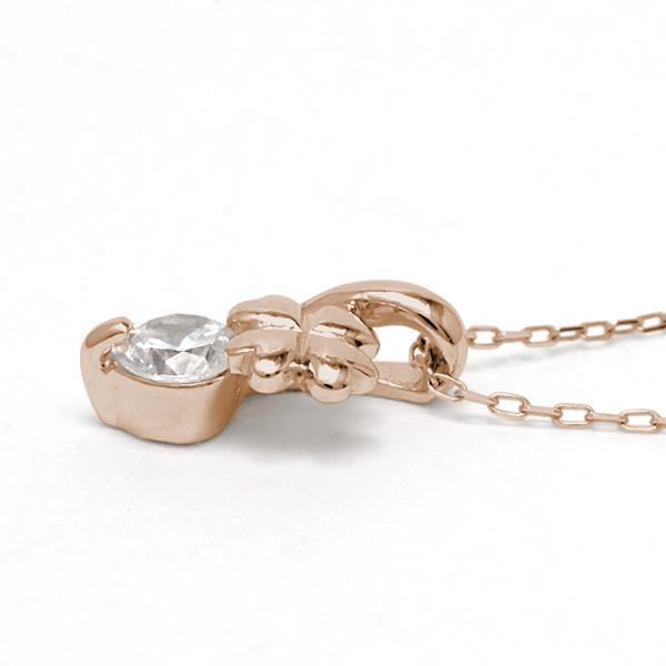 クローバー ダイヤモンド ネックレス クローバーネックレス ダイヤモンドネックレス 0.10ct k18 18金 18k ピンクゴールド 四葉のクローバー レディース puの画像