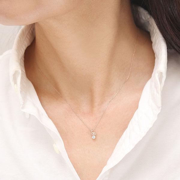 クローバー ダイヤモンド ネックレス クローバーネックレス ダイヤモンドネックレス 0.10ct k18 18金 18k ピンクゴールド 四葉のクローバー レディース puの画像