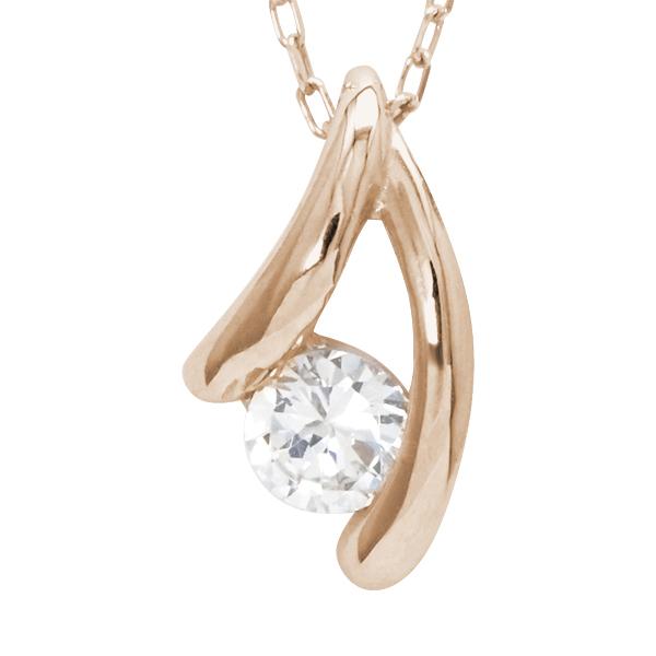 ネックレス ダイヤモンドネックレス 一粒ダイヤ 0.10ct k18 18金 18k ピンクゴールド ペンダントトップ チェーン付き レディース 送料無料 カジュアル puの画像