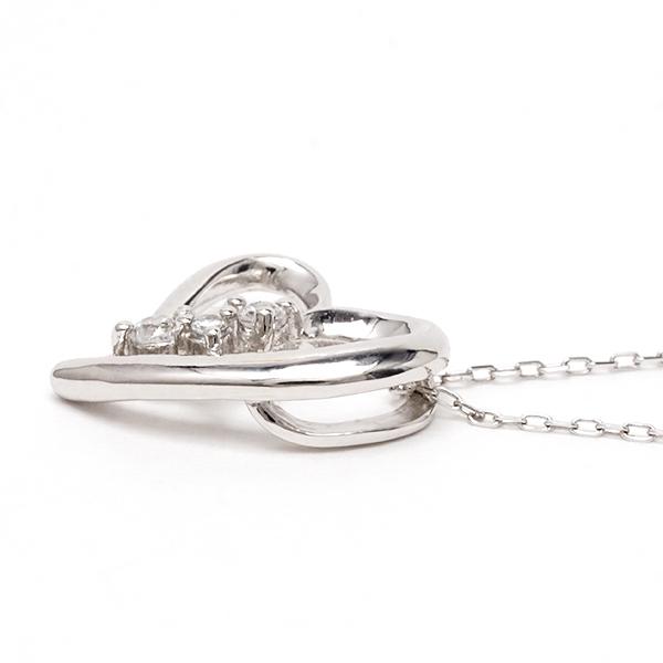 ハート ネックレス ダイヤモンドネックレス ハート ダイヤ 0.05ct 18金 k18 18k ホワイトゴールド レディース 送料無料 カジュアル プレゼント ギフト puの画像