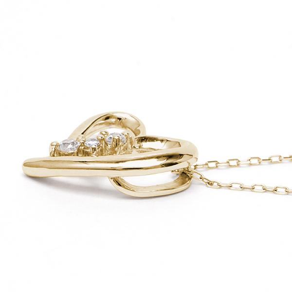 ハート ネックレス ダイヤモンドネックレス ハート ダイヤ 0.05ct 18金 k18 18k イエローゴールド レディース 送料無料 カジュアル プレゼント ギフト puの画像