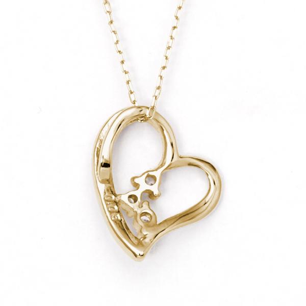 ハート ネックレス ダイヤモンドネックレス ハート ダイヤ 0.05ct 18金 k18 18k イエローゴールド レディース 送料無料 カジュアル プレゼント ギフト puの画像