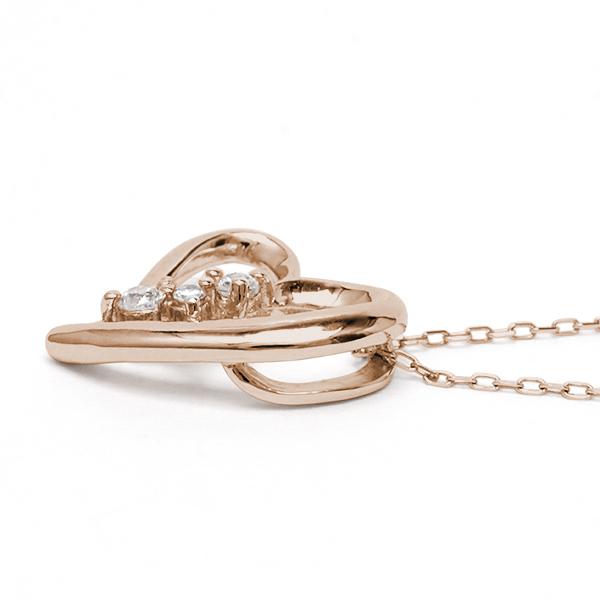 ハート ネックレス ダイヤモンドネックレス ダイヤ 0.05ct 18金 k18 18k ピンクゴールド レディース 送料無料 カジュアル 普段使い プレゼント ギフト puの画像