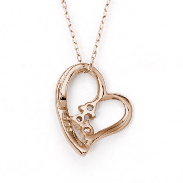 ハート ネックレス ダイヤモンドネックレス ダイヤ 0.05ct 18金 k18 18k ピンクゴールド レディース 送料無料 カジュアル 普段使い プレゼント ギフト puの画像