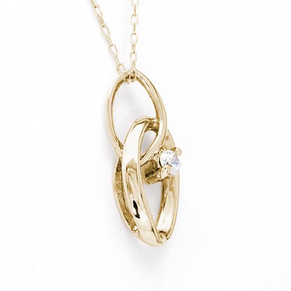 ダイヤモンド ネックレス 一粒ダイヤ 0.03ct k18 18k 18金 イエロー
