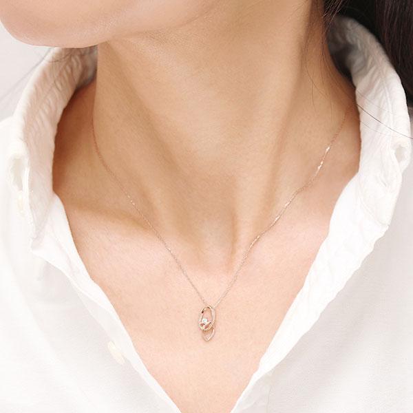 ダイヤモンド ネックレス 一粒ダイヤ 0.03ct k10 10k 10金 ピンク