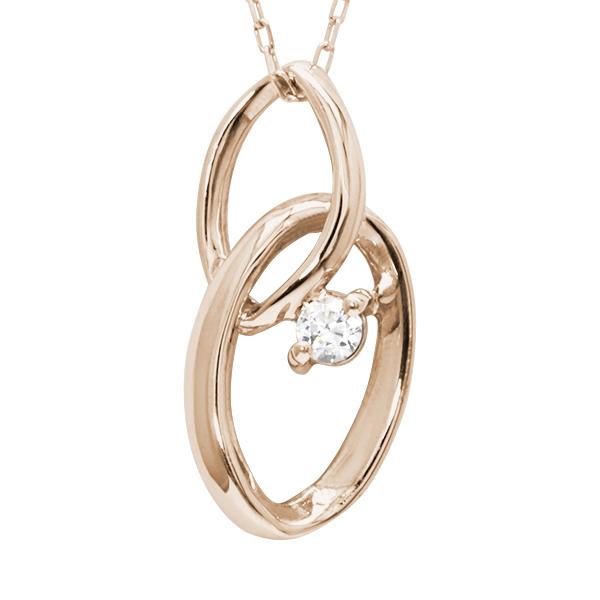 ダイヤモンド ネックレス 一粒ダイヤ 0.03ct k18 18k 18金 ピンク