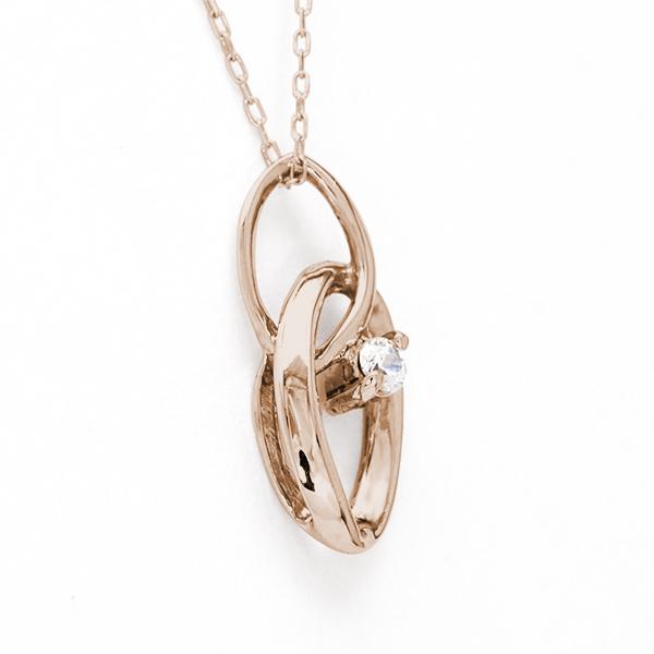 ダイヤモンド ネックレス 一粒ダイヤ 0.03ct k18 18k 18金 ピンク