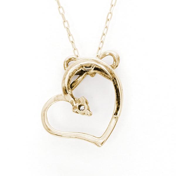 ハートネックレス リボンネックレス ダイヤモンド ネックレス 一粒 