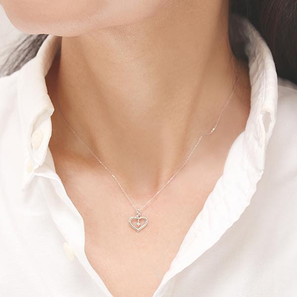 ダイヤモンド ハート ネックレス ダイヤモンドネックレス ハートネックレス ダイヤ 0.01ct 18金 k18 18k ホワイトゴールド レディース 送料無料 カジュアル puの画像