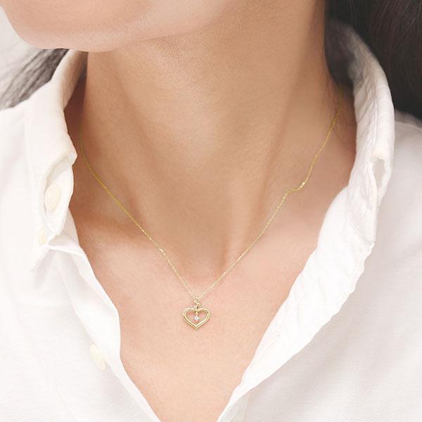 ダイヤモンド ハート ネックレス ダイヤモンドネックレス ハートネックレス ダイヤ 0.01ct 18金 k18 18k イエローゴールド レディース 送料無料 カジュアル puの画像