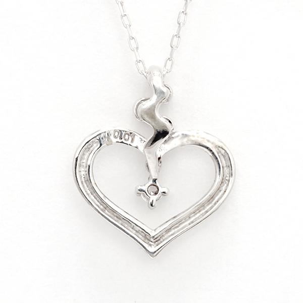 ダイヤモンド ハート ネックレス ダイヤモンドネックレス ハートネックレス ダイヤ 0.01ct 10金 k10 10k ホワイトゴールド レディース 送料無料 カジュアルの画像