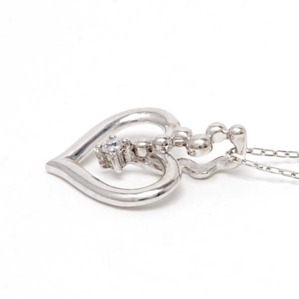 ダイヤモンド ハート ネックレス ダイヤモンドネックレス ハートネックレス ダイヤ 0.01ct 10金 k10 10k ホワイトゴールド レディース 送料無料 カジュアルの画像