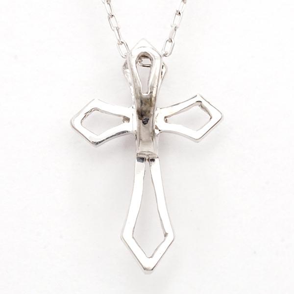 ダイヤモンド クロス 十字架 ネックレス ダイヤモンドネックレス クロスネックレス ダイヤ 0.02ct 18金 k18 18k ホワイトゴールド レディース 送料無料 puの画像