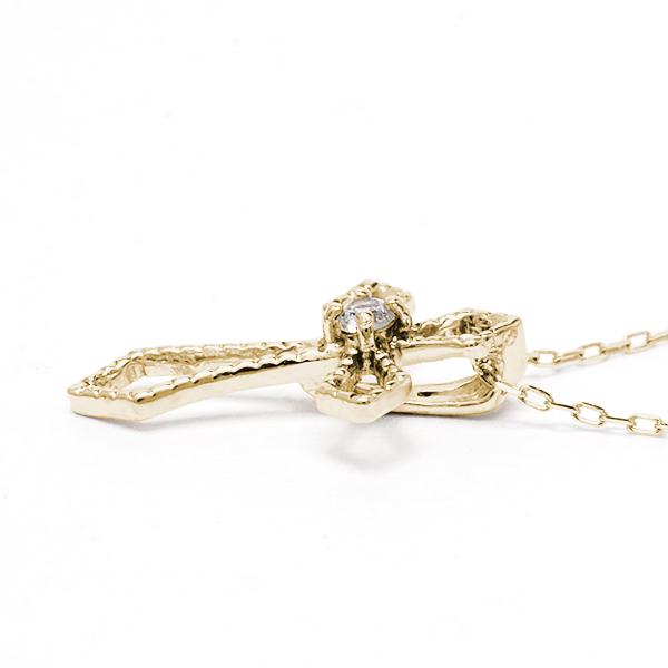 ダイヤモンド クロス 十字架 ネックレス ダイヤモンドネックレス クロスネックレス ダイヤ 0.02ct 18金 k18 18k イエローゴールド レディース 送料無料 puの画像