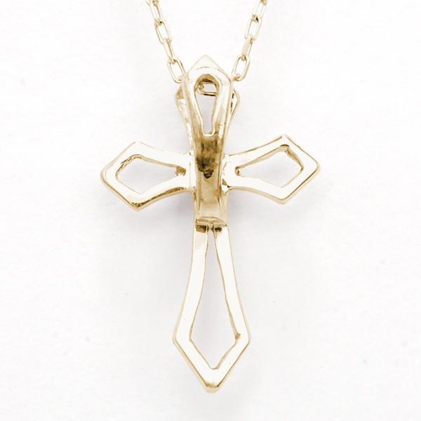 ダイヤモンド クロス 十字架 ネックレス ダイヤモンドネックレス クロスネックレス ダイヤ 0.02ct 18金 k18 18k イエローゴールド レディース 送料無料 puの画像