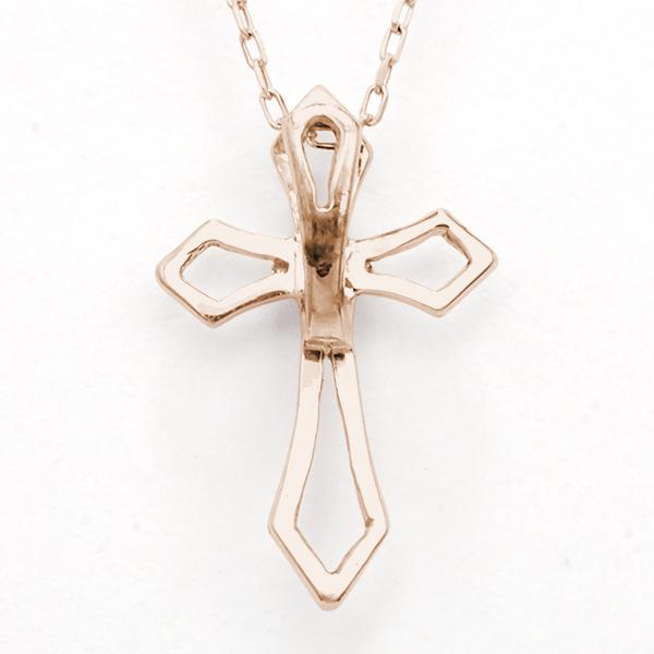 ダイヤモンド クロス 十字架 ネックレス ダイヤモンドネックレス クロスネックレス ダイヤ 0.02ct 18金 k18 18k ピンクゴールド レディース 送料無料 puの画像