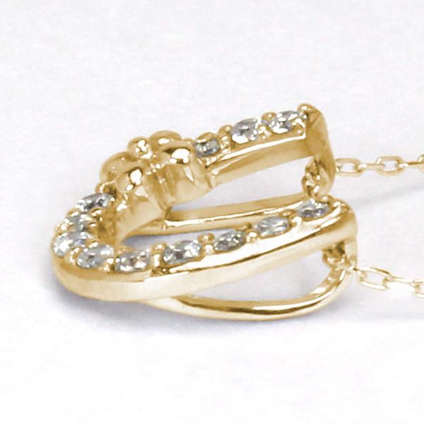 ダイヤモンド ネックレス ホースシュー 馬蹄 ダイヤ ダイヤネックレス ペンダント 18金 k18 18k イエローゴールド レディース 送料無料 カジュアル puの画像