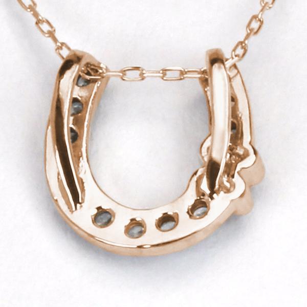 ダイヤモンド ネックレス ホースシュー 馬蹄 ダイヤ ダイヤネックレス ペンダント 18金 k18 18k ピンクゴールド レディース 送料無料 カジュアル puの画像