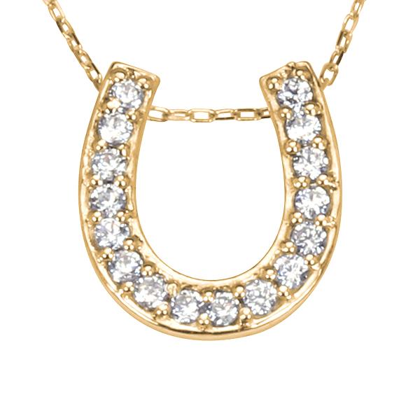 ホースシュー 馬蹄 ダイヤモンド ネックレス ダイヤ ダイヤネックレス ペンダント k18 18k 18金 イエローゴールド レディース 送料無料 カジュアル puの画像