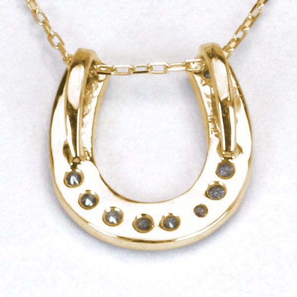 ホースシュー 馬蹄 ダイヤモンド ネックレス ダイヤ ダイヤネックレス ペンダント k18 18k 18金 イエローゴールド レディース 送料無料 カジュアル puの画像