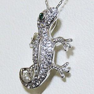 ペンダントトップ 蜥蜴 トカゲデザイン ダイヤモンド k18