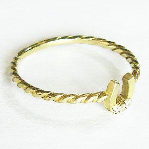 ホースシュー 馬蹄 ダイヤモンドリング ピンキーリング k18 ゴールド