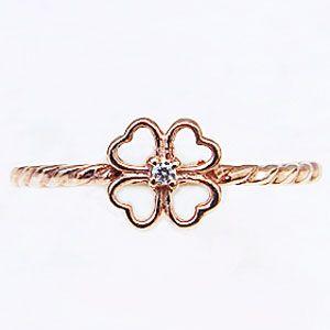 クローバー ダイヤモンドリング k18 ピンクゴールド 四つ葉の