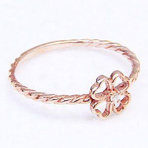 クローバー ダイヤモンドリング k18 ピンクゴールド 四つ葉の