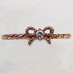 リボンモチーフ リング ダイヤモンド リング k18 ピンクゴールド ダイヤモンド0.03ct 送料無料 ジュエリー 人気 プレゼント ギフト ご褒美 自分買い puの画像