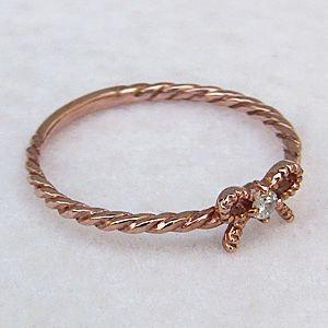 リボンモチーフ リング ダイヤモンド リング k18 ピンクゴールド ダイヤモンド0.03ct 送料無料 ジュエリー 人気 プレゼント ギフト ご褒美 自分買い puの画像