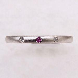 ルビーリング ダイヤモンド ピンキーリング シンプル 指輪 k18 ホワイトゴールド 0.02ct 送料無料 ジュエリー プレゼント ギフト ご褒美 自分買い puの画像