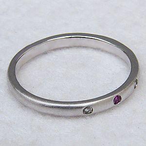 ルビーリング ダイヤモンド ピンキーリング シンプル 指輪 k18 ホワイトゴールド 0.02ct 送料無料 ジュエリー プレゼント ギフト ご褒美 自分買い puの画像