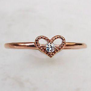 K18PG0.11ct　ハ‐トダイヤモンドリング　ピンクゴールド  9号 ダイヤモンドリング ハートリング 一粒 ダイヤモンド k18 ピンク