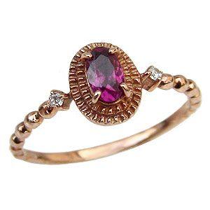 リング レディース ロードライトガーネット k18 ピンクゴールド 一粒