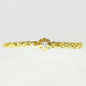 ダイヤモンドリング ピンキーリング 一粒ダイヤ リング k18 ゴールド