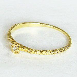 ダイヤモンドリング ピンキーリング 一粒ダイヤ リング k18 ゴールド